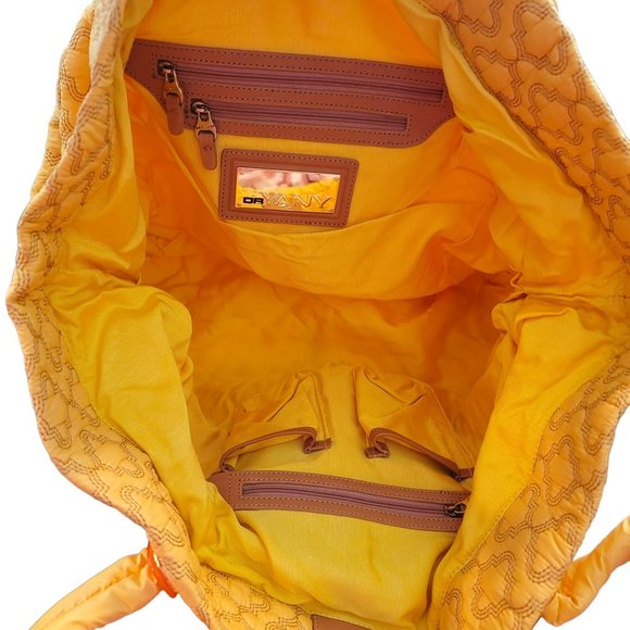 ORYANY Yellow Quilted Fabric Tote Handbag with Leather Accents DH554 - Picture 3 of 14